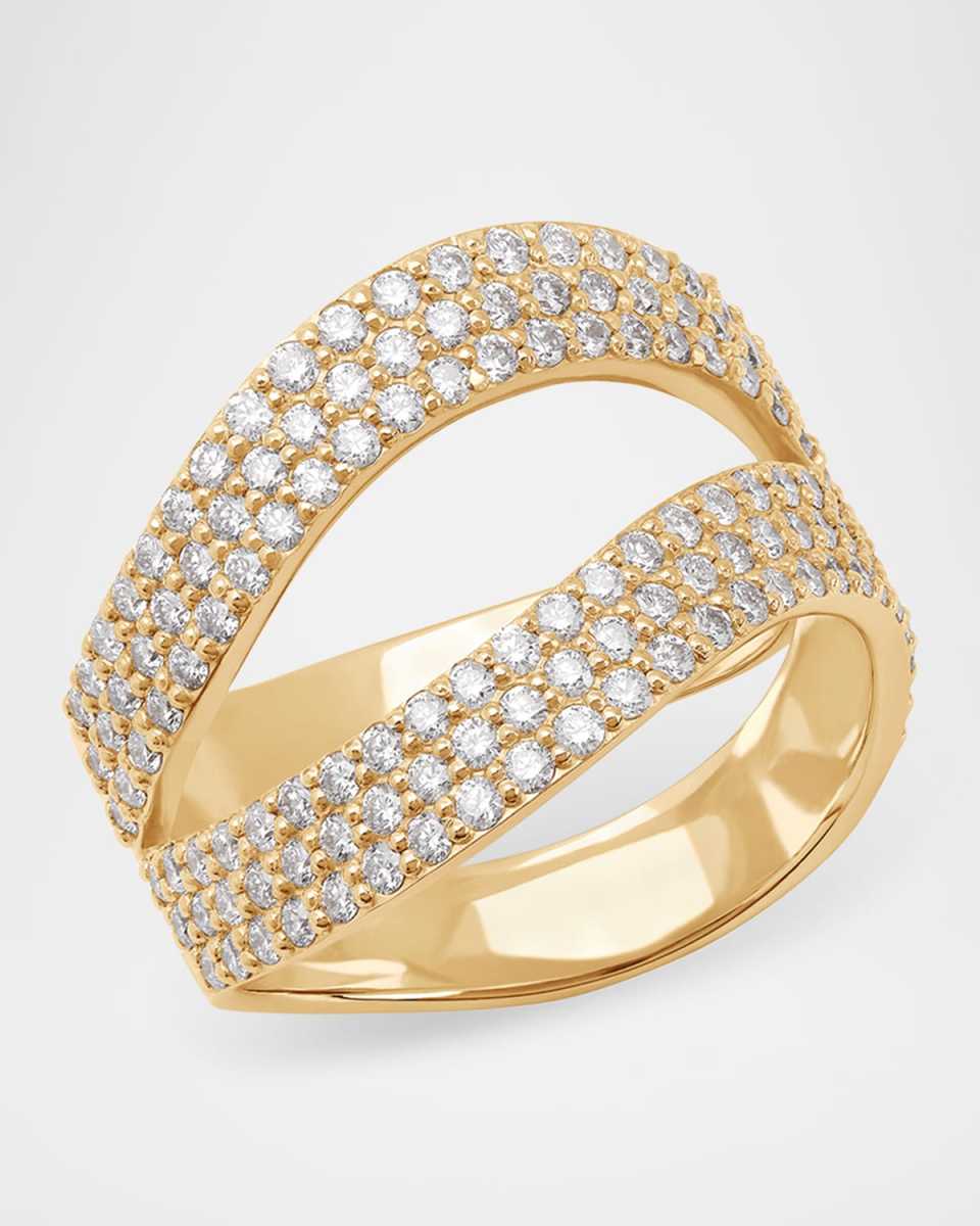Double Wavey Diamond Statement Ring